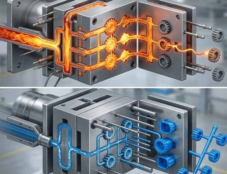 perbedaan hot runner vs cold runner
